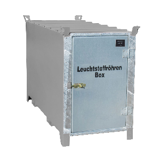 Leuchtstoffröhren-Box SL 150 nach ADR/RID 1.1.3.10c, Mausgrau mit verzinkter Tür-Beschreibung lesen