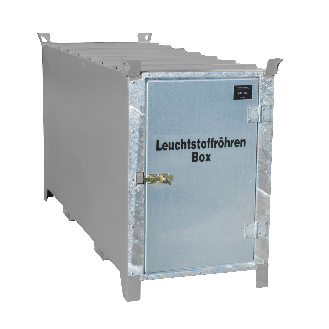 Leuchtstoffröhren-Box SL 200 nach ADR/RID 1.1.3.10c, Mausgrau mit verzinkter Tür-Beschreibung lesen