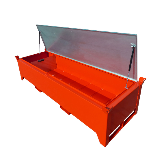 Caja de tubos de combustible SL-N 220 según ADR / RID 1.1.3.10c, rojo fuego con tapa galvanizada y resortes de presión de gas-Leer más