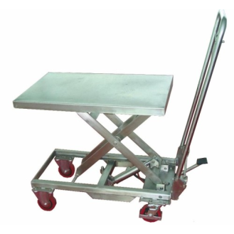 Mesa elevadora manual aluminio inoxidable 100 kg rodante-Leer más