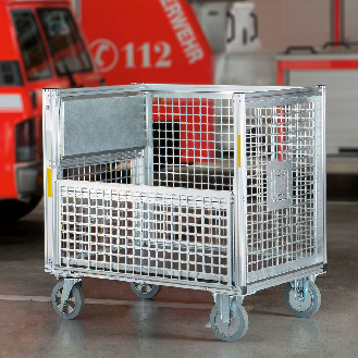 MUNK Rettungstechnik Universal-Rollcontainer mit Gitterbox hoch-Beschreibung lesen