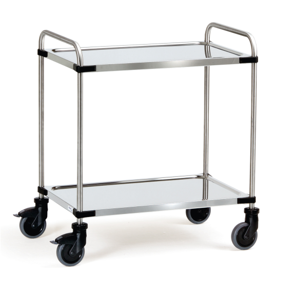 Carros de acero inoxidable con 2 niveles con soportes deslizantes de tubos 630x400-Leer más