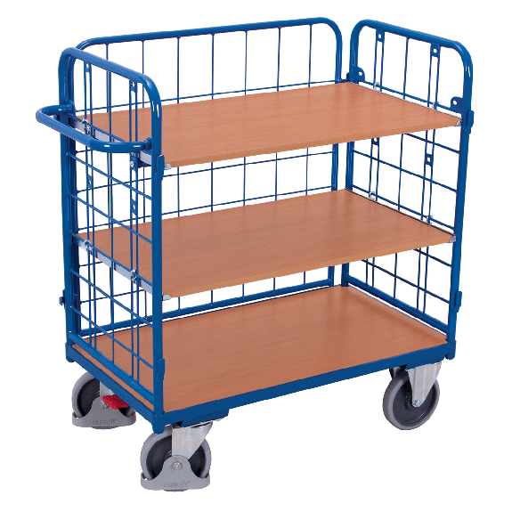 Dreiwandwagen, niedrig und vergittert mit 3 Etagen 1200x800mm Dreiwandwagen, niedrig und vergittert mit 3 Etagen 1200x800mm-Beschreibung lesen