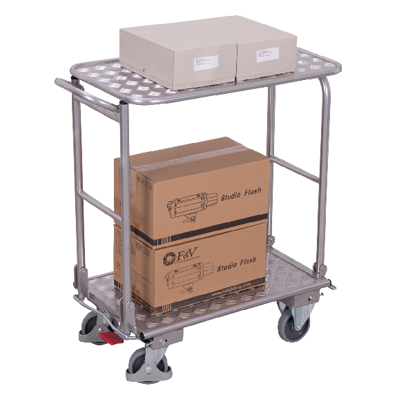 Klappbügelwagen mit 2 Etagen aus Aluminium 720x450mm Klappbügelwagen mit 2 Etagen aus Aluminium 720x450mm-Beschreibung lesen