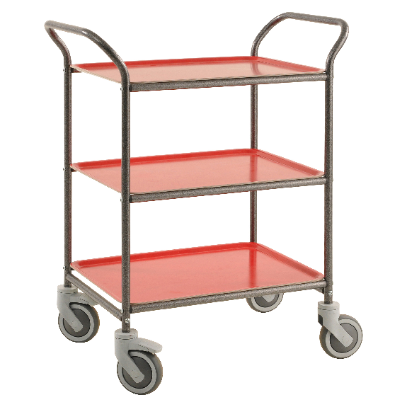 Kongamek Tablettwagen 770x495x960mm Anthrazit grau pulverbeschichtet mit Bremse und 3 Tabletts in rot Kongamek Tablettwagen 770x495x960mm Anthrazit grau pulverbeschichtet mit Bremse und 3 Tabletts in rot-Beschreibung lesen