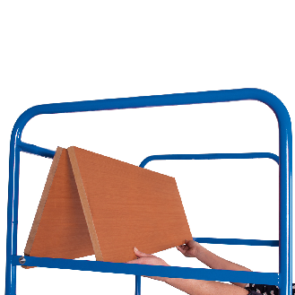 Hoher Etagenwagen, Wände offen mit 4 klappbaren Ladeflächen 975x700mm-Beschreibung lesen