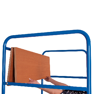 Hoher Etagenwagen, Wände offen mit 4 klappbaren Ladeflächen 975x700mm-Beschreibung lesen