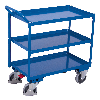 Tischwagen mit Wanne, gebogenem Schiebegriff und 3 Ladeflächen 995x695mm