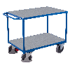 Schwerer Tischwagen mit Schiebegriff und 2 Zinkblechladeflächen 1200x800mm