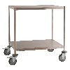 Edelstahl-Etagenwagen vollständig geschweißt, 2 Ladeflächen 800x550mm Gummibereifung mit Bremse
