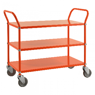 Kongamek Etagenwagen mit 3 Böden 900x440mm Orange mit Bremse-Beschreibung lesen
