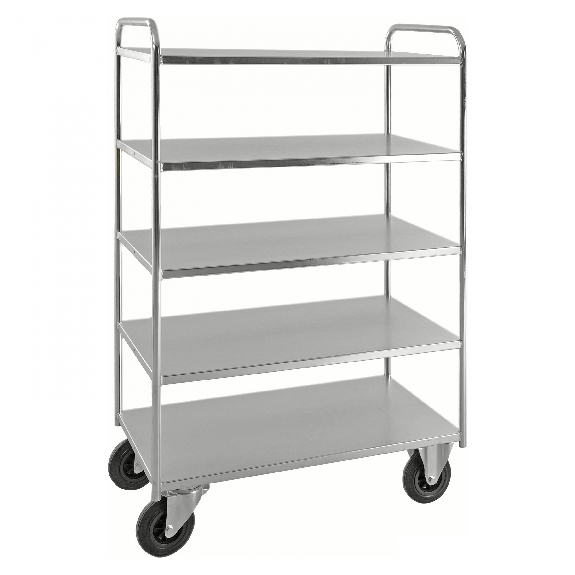 Carro de niveles completamente soldado de 1470 mm de altura con 5 estantes galvanizados y freno-Leer más