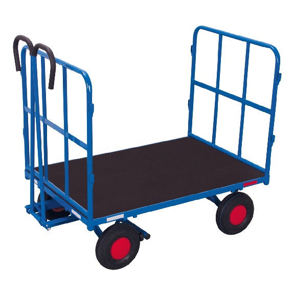 Handpritschenwagen mit 2 Rohrgitterwänden und Luftbereifung 1140x800mm Handpritschenwagen mit 2 Rohrgitterwänden und Luftbereifung 1140x800mm-Beschreibung lesen