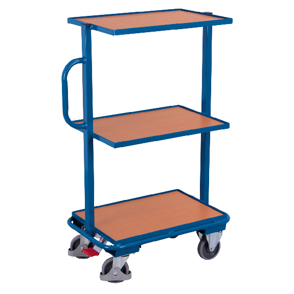 VARIOfit Beistellwagen mit 3 offenen Holzböden, starr 610x410mm VARIOfit Beistellwagen mit 3 offenen Holzböden, starr 610x410mm-Beschreibung lesen