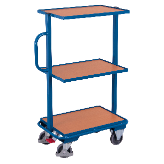 VARIOfit Beistellwagen mit 3 offenen Holzböden, starr 610x410mm-Beschreibung lesen