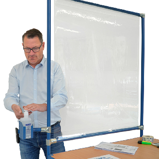 Rollpult mit Infektionsschutzausstattung Holzwerkstoffplatten mit Schrank und 2 Ablagen-Beschreibung lesen