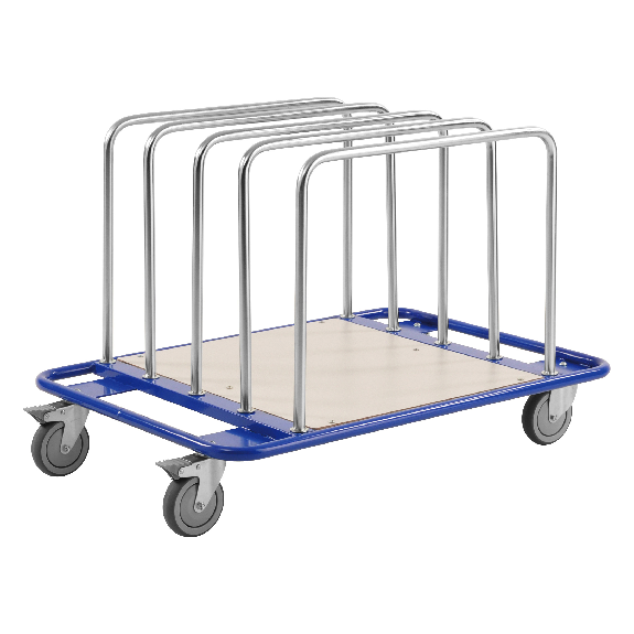 Kongamek Leichter Plattenwagen pulverbeschichtet in blau 1000x700x690mm mit laminiertem Boden und 5 Ladebügeln Kongamek Leichter Plattenwagen pulverbeschichtet in blau 1000x700x690mm mit laminiertem Boden und 5 Ladebügeln-Beschreibung lesen