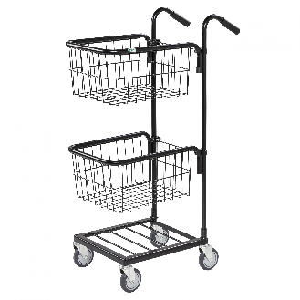 Kongamek Mini- Servierwagen in schwarz mit 2 Körben 415x355x220mm ohne Bremse-Beschreibung lesen
