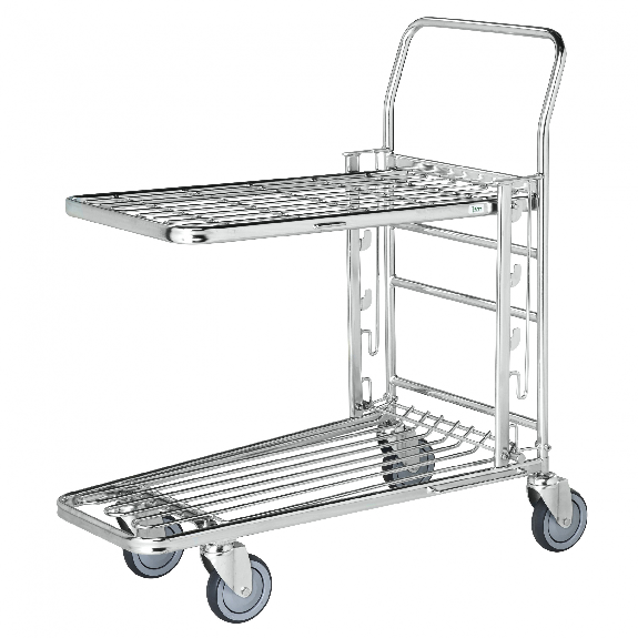 Kongamek Einkaufswagen mit 2 Böden verstellbar 890x520x1000mm Gummi 300kg Tragkraft ohne Bremse-Beschreibung lesen