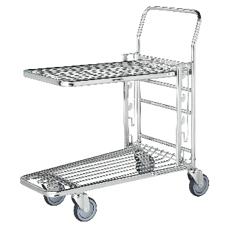 Kongamek Einkaufswagen mit 2 Böden verstellbar 890x520x1000mm Gummi 300kg Tragkraft ohne Bremse-Beschreibung lesen