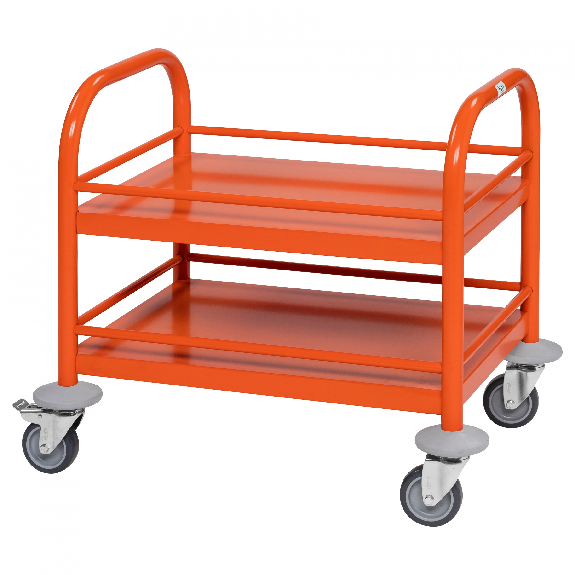 Kongamek Mini-Servierwagen 530x375x550mm 2 Etagen pulverbeschichtet in Orange mit Bremse Kongamek Mini-Servierwagen 530x375x550mm 2 Etagen pulverbeschichtet in Orange mit Bremse-Beschreibung lesen