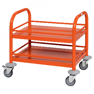 Kongamek Mini-Servierwagen 530x375x550mm 2 Etagen pulverbeschichtet in Orange mit Bremse-Beschreibung lesen