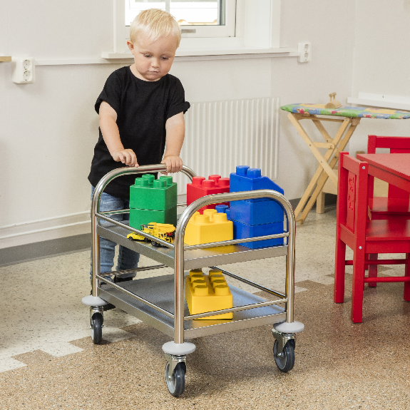 Kongamek Mini-Servierwagen 530x375x550mm 2 Etagen pulverbeschichtet in Blau mit Bremse Kongamek Mini-Servierwagen 530x375x550mm 2 Etagen pulverbeschichtet in Blau mit Bremse-Beschreibung lesen