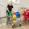 Kongamek Mini-Servierwagen 530x375x550mm 2 Etagen pulverbeschichtet in Blau mit Bremse Kongamek Mini-Servierwagen 530x375x550mm 2 Etagen pulverbeschichtet in Blau mit Bremse