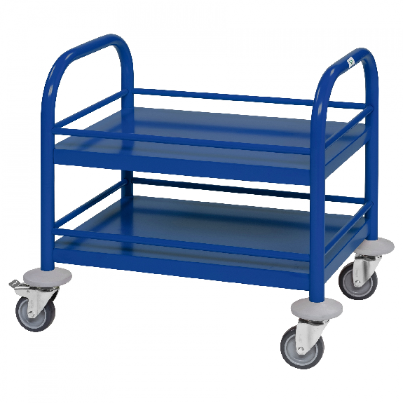 Kongamek Mini-Servierwagen 530x375x550mm 2 Etagen pulverbeschichtet in Blau mit Bremse Kongamek Mini-Servierwagen 530x375x550mm 2 Etagen pulverbeschichtet in Blau mit Bremse-Beschreibung lesen