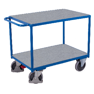 Schwerer Tischwagen mit Schiebegriff und 2 Zinkblechladeflächen 1000x700mm-Beschreibung lesen