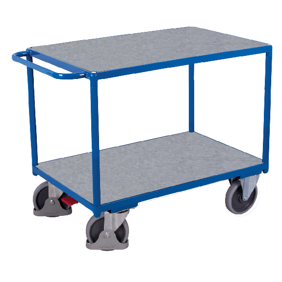 Schwerer Tischwagen mit Schiebegriff und 2 Zinkblechladeflächen 1000x700mm Schwerer Tischwagen mit Schiebegriff und 2 Zinkblechladeflächen 1000x700mm-Beschreibung lesen