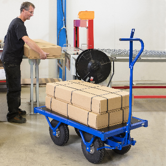 Schwerlastwagen 1200x690x397mm mit Feststellbremse und Ziehgriff Ø300mm Luftbereifung 1300kg Tragkraft-Beschreibung lesen