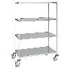 Edelstahl-Etagenwagen vollständig geschweißt, 4 Ladeflächen 800x550mm Gummibereifung mit Bremse
