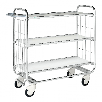 Bordwagen verzinkt mit 3 laminierten Böden 620x425mm ohne Bremse-Beschreibung lesen