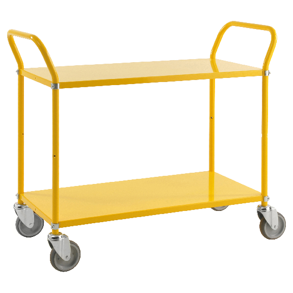 Kongamek Etagenwagen mit 2 Böden 900x440mm in Gelb ohne Bremse Kongamek Etagenwagen mit 2 Böden 900x440mm in Gelb ohne Bremse-Beschreibung lesen