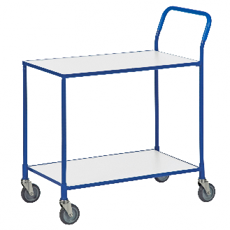 Kongamek Tischwagen mit pulverbeschichtetem Gestell in blau, ohne Bremse und 760x430mm Ladefläche-Beschreibung lesen