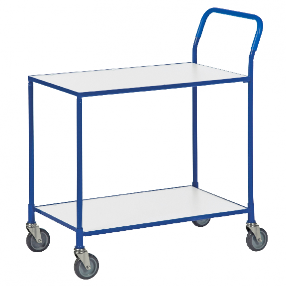 Kongamek Tischwagen mit pulverbeschichtetem Gestell in blau, ohne Bremse und 760x430mm Ladefläche Kongamek Tischwagen mit pulverbeschichtetem Gestell in blau, ohne Bremse und 760x430mm Ladefläche-Beschreibung lesen