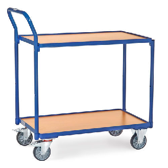 Servante 300 kg, 2 plateaux avec barres de poussée-Lire la description
