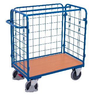 Paket-Dreiwandwagen, niedrig, seitlich vergittert Ladefläche 1000x600mm-Beschreibung lesen