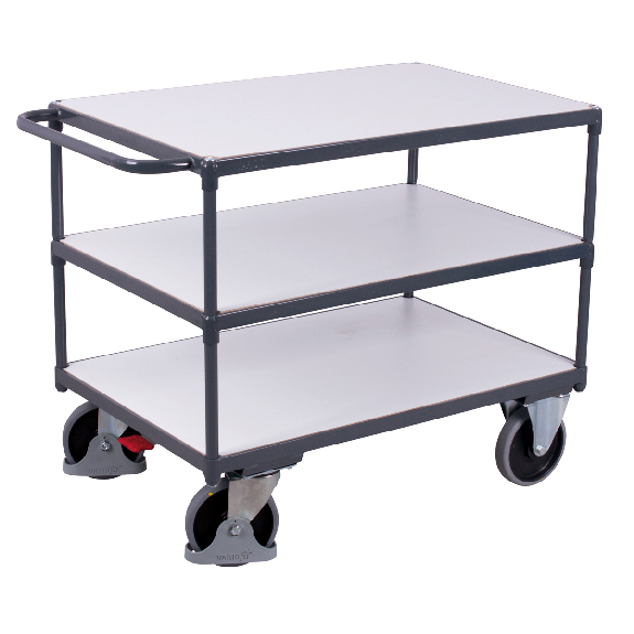 Schwerlast ESD Tischwagen mit Schiebegriff und 3 Ladeflächen 995x700mm Schwerlast ESD Tischwagen mit Schiebegriff und 3 Ladeflächen 995x700mm-Beschreibung lesen