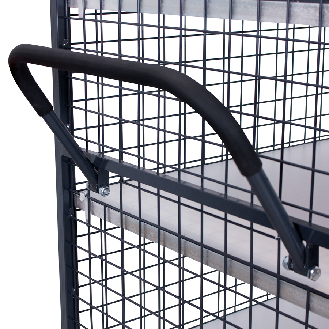 ESD Etagenwagen, vergittert mit Flügeltür, Schiebebügel und 5 Ladeflächen 1045x685mm-Beschreibung lesen
