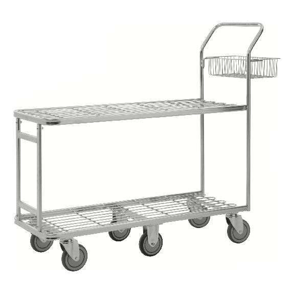Großer Einkaufswagen 1320x430x1120mm mit 2 Böden und 400kg Tragkraft Gummi Ø125mm Großer Einkaufswagen 1320x430x1120mm mit 2 Böden und 400kg Tragkraft Gummi Ø125mm-Beschreibung lesen