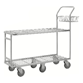Großer Einkaufswagen 1320x430x1120mm mit 2 Böden und 400kg Tragkraft Gummi Ø125mm-Beschreibung lesen