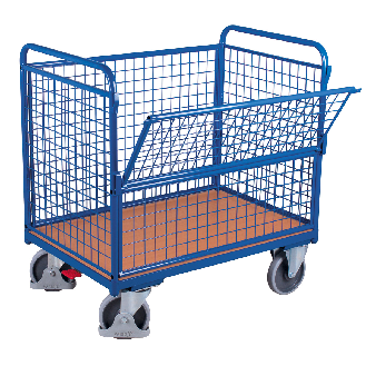 Drahtkastenwagen mit halb abklappbarer Längswand 1200x750mm-Beschreibung lesen