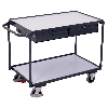 ESD Tischwagen mit Schiebegriff, 2 Schubladen und 2 Ladeflächen 985x595mm