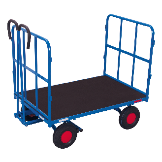 Handpritschenwagen mit 2 Rohrgitterwänden und Vollgummibereifung 940x700mm-Beschreibung lesen