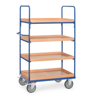 Etagenwagen mit 4 Etagen, Holzkästen und erhöhter Stirnwand 1200x800-Beschreibung lesen
