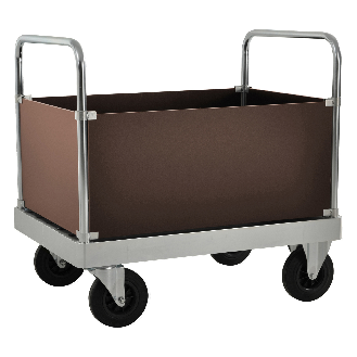 Kofferwagen verzinkt 960mm hoch mit Ladefläche 1140x800mm aus MDF mit Bremse-Beschreibung lesen