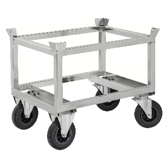 Palettenwagen verzinkt und verschweißt 700mm hoch ohne Bremse für Halbpaletten 800x600mm-Beschreibung lesen
