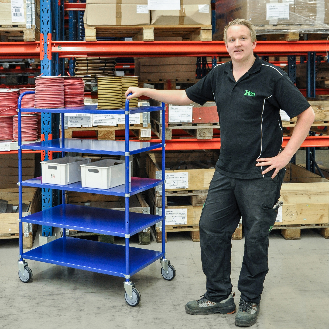 Etagenwagen mit 4 Böden 900x440mm pulverbeschichtet in weiß 24mm Rand ohne Bremse-Beschreibung lesen